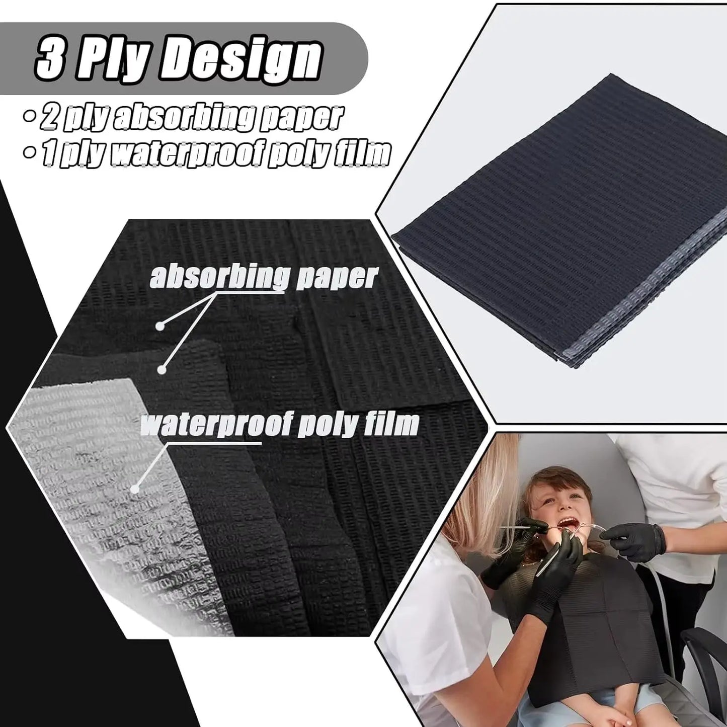 250/125/50/20pcs Black Tattoo Cleaning Wipes Pad Disposable Dental Piercing Bibs Waterproof Sheets Paper Tattoo Accessories