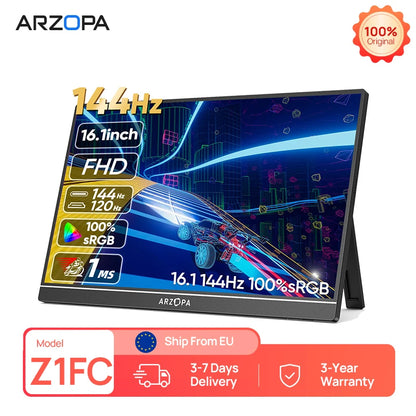 ARZOPA Z1FC portabel skärm 16,1 tum – Full HD IPS, 144 Hz