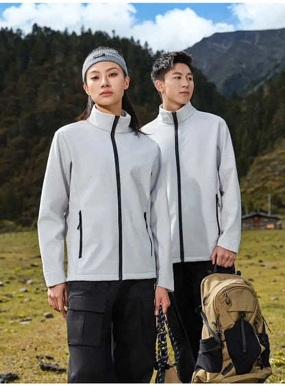 customized logo Men's Tactical Jackets Softshell Lightweight Coats with Pockets Water Resistant Outdoor Hiking couple top C2407