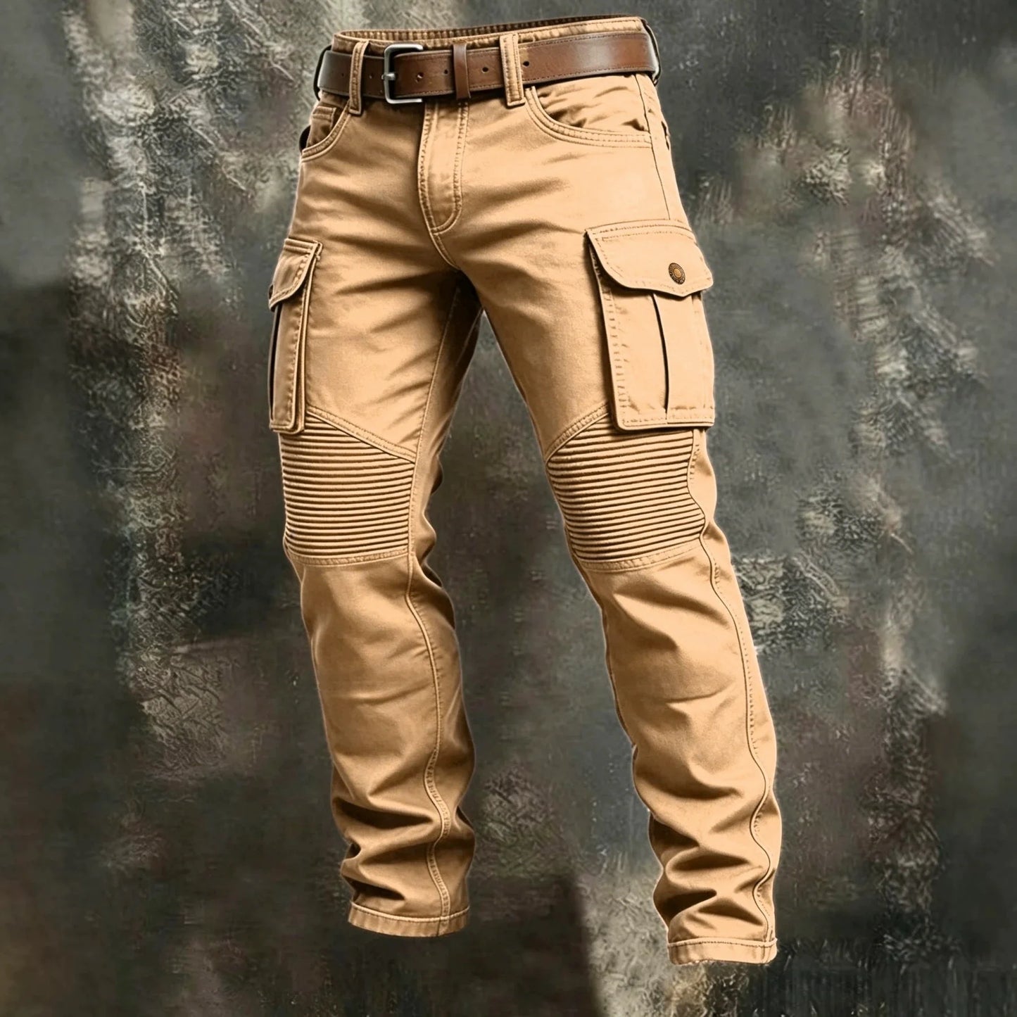 Male New Men Cotton Autumn Winter Patchwork Cargo Pants Multi Pocket Straight Tactical Work Outdoor Daily Wear Trousers 4 Colors