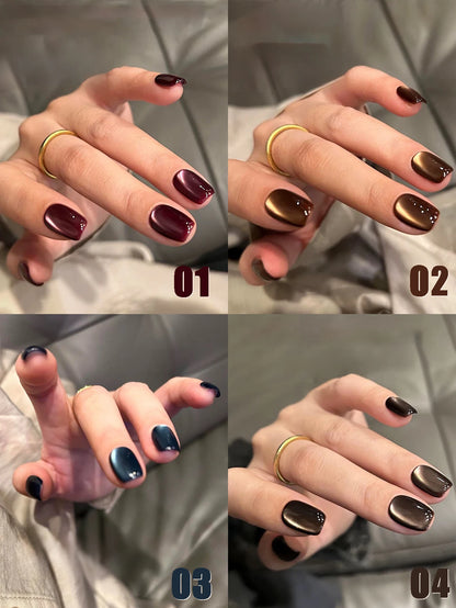 MIANEL 12ML Hibiscus Purple Cat Eye Gel Nail Polish Super Whitening Glass Beads Cat Eye Nails Purple Nials Blue Nails 1-12PCS