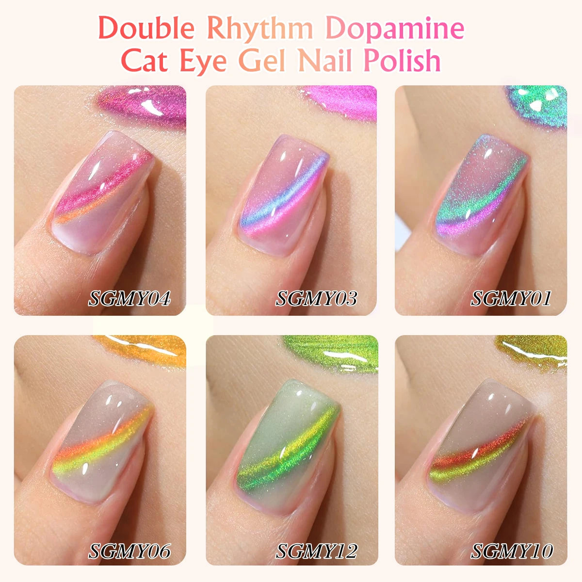 Heimat Frisch 7ml Single Bottle Double-Edge Cat Eye Gel Polish with Black Neon Polarized Chameleon Effect, Perfect for Party
