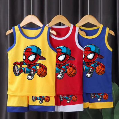 Summer Children's Sport Clothes Sets Breathable Comfortable Mesh Casual Outfits for Boys Basketball Vest and Shorts 2pcs Suit