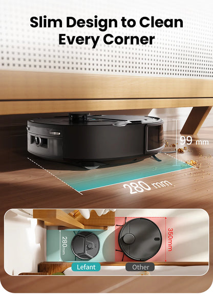 Lefant M265 Robot Vacuum Cleaner with Mapping, 20000Pa, Self-Cleaning Roller, Clean Water Wash, Laser dToF, Avoid PSD, Anti-Tangle, Compact, WiFi 2.4G/5G/Alexa/APP
