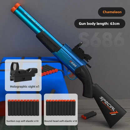 Dubbelpipigt Airsoftgevär S686 Leksaksvapen med Mjuka Skott