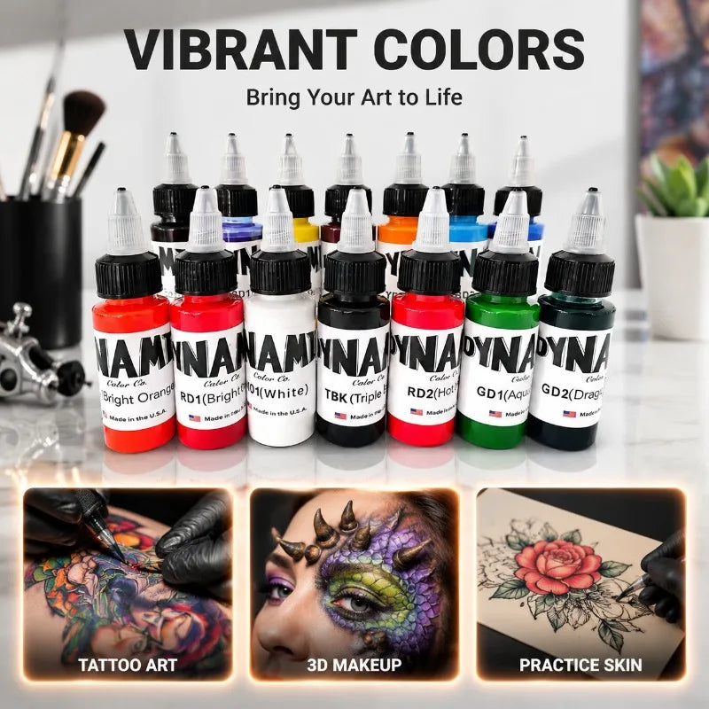 Dynamic 30ml Tattoo Practice Pigment Features Smooth Easy-color Formula Ideal for Novice Line Drawing and Gradient Shading