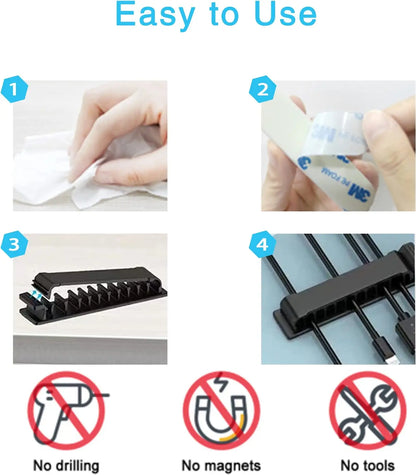 Cable Organizer Self Adhesive Cable Clips USB Cable Management Clamp Car Home Desk Wall Cord Holder Charging Wire Winder Manager