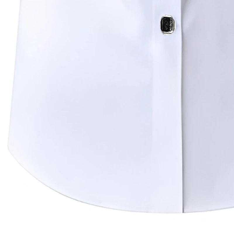 Men's Premium Business Casual Shirt Logo Word Print Slim Fit Long Sleeve Wrinkle Resistant Dress Shirt Multi Styles Available