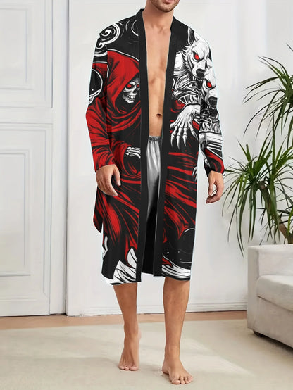 1pc Men's Robes 2026 Spring/Summer Robes Robe Sleepwear 3D Printed Graphic Sleepwear Bathrobe Men Polyester