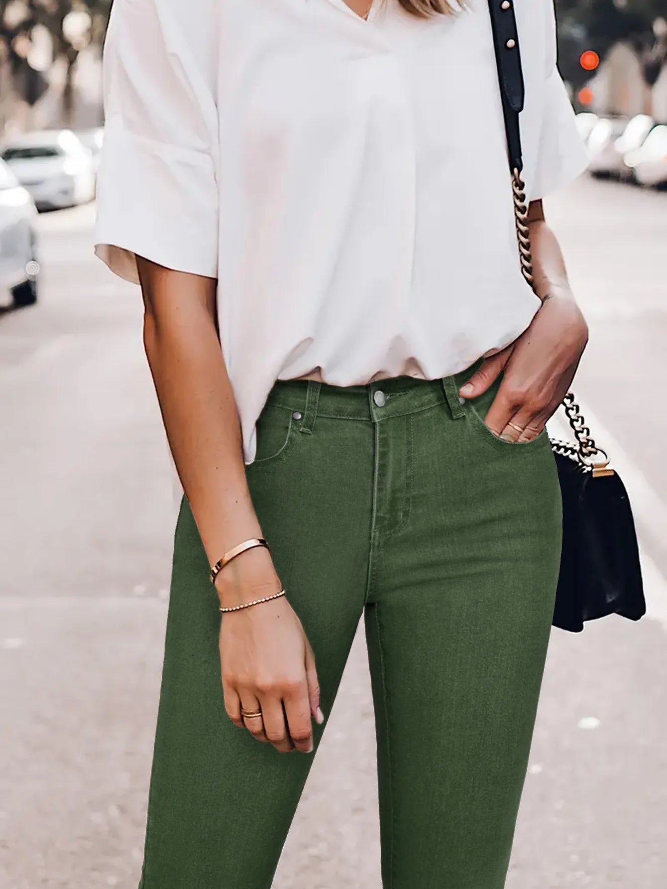 Women Pencil Pants Jeans Skinny Trousers High Waist Stretch Pockets Vintage Washed Female Streetwear Slim Full Length Denims