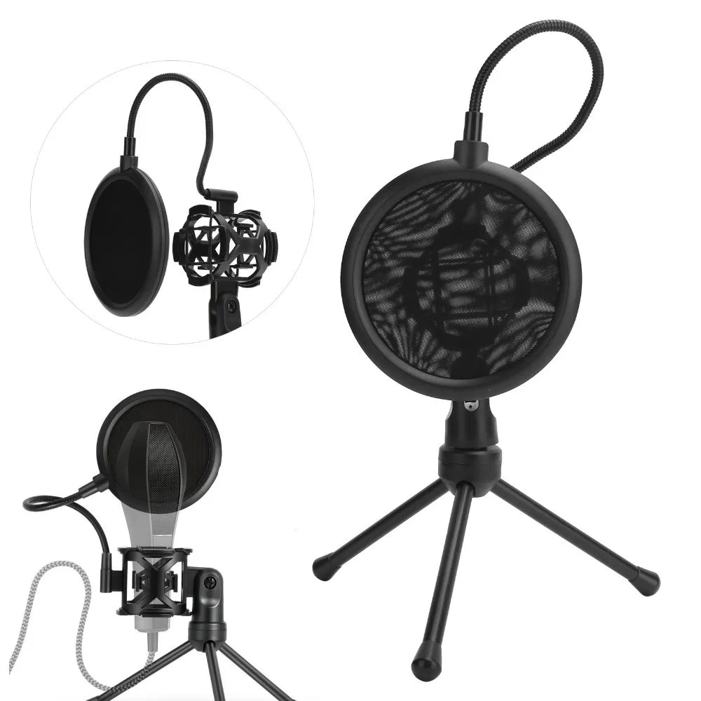with Desktop Tripod Stand Microphone AntiSpray Filter Microphone Tripod Stand for Mic with Handle Diameter Under 44mm