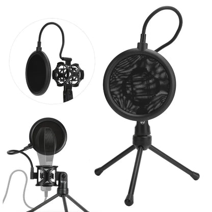 with Desktop Tripod Stand Microphone AntiSpray Filter Microphone Tripod Stand for Mic with Handle Diameter Under 44mm