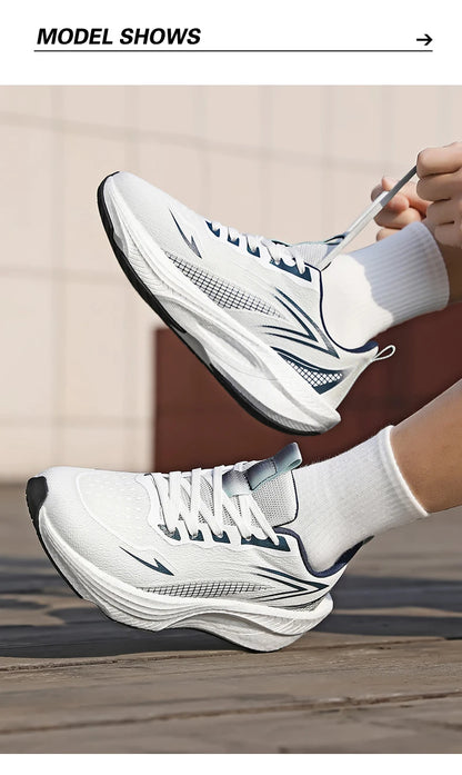 Lightweight Men's Running Sneakers Carbon Board Speciality Marathon Men Sports Breathable Walking Athletic Nonskid Sneakers Man