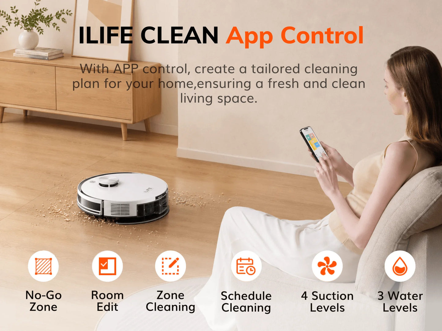 ILIFE A30 Pro Robot Vacuum Cleaner with Automatic Self-Emptying Station, 5000Pa Strong Suction, LDS Navigation, 180min Runtime, 2-in-1 Mop and Sweep, APP Control,  HomeFloor Carpet Clean