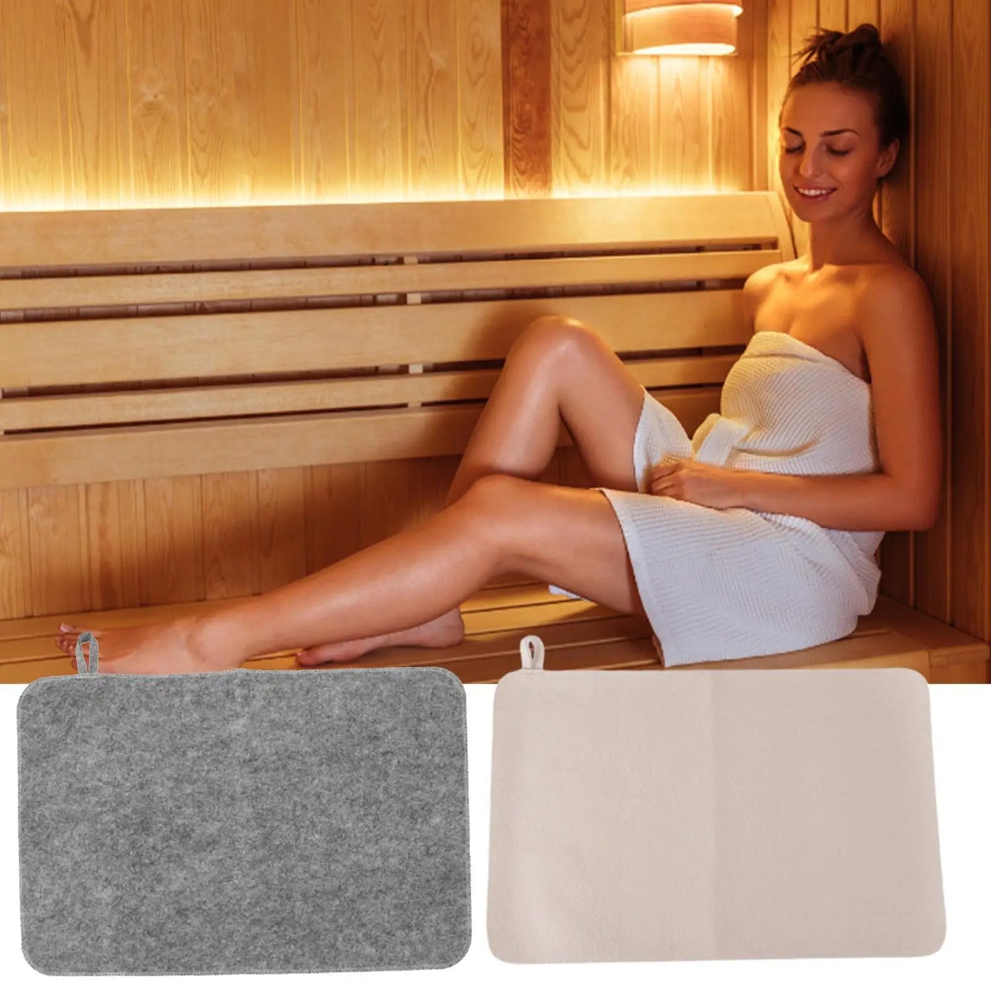50x33cm Sauna Mat 2pcs Sauna Seat Cover Felt Cushion Steam Room Accessories Water Absorbent Heat Insulation Mat Bench Protector