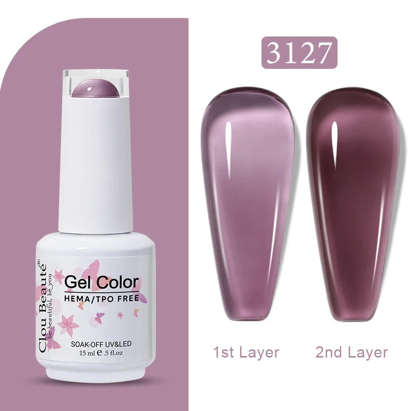 Clou Beaute Transparent French Gel Polish Translucent Nude Pink Red Jelly Glass Milky White Varnish Rainbow Color Nail Art