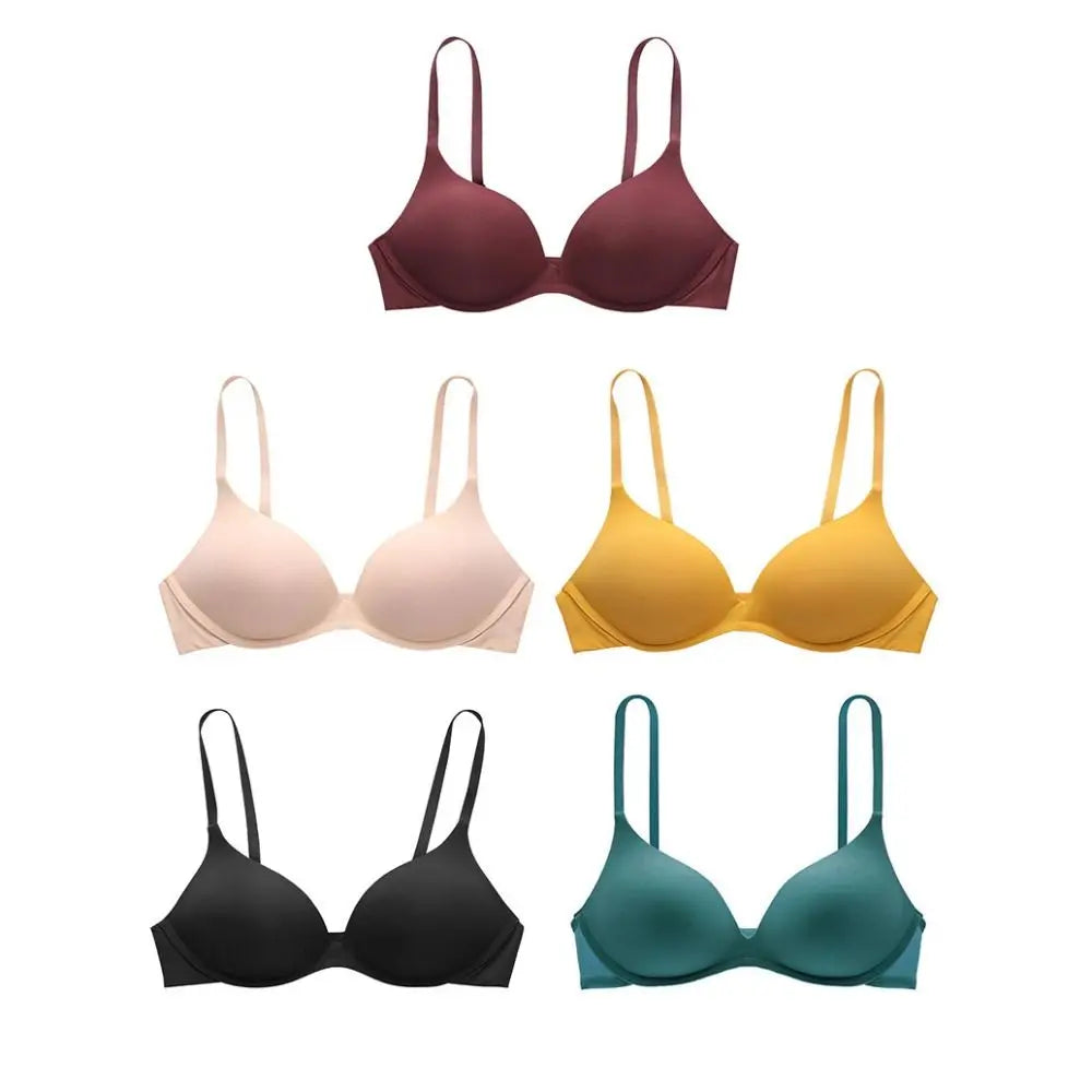 Solid Color Adjustable Push Up Bra Anti-sagging Shockproof Seamless Underwear Lingerie Wireless Deep V Bra Women