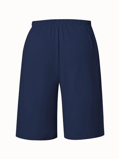 Dam Wide Leg Byxor Knälång – Elastisk Midja Dragsko Casual Vår/Sommar, 5 Färger S–XXL
