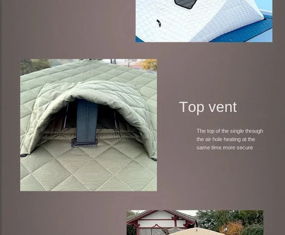 Fully Automatic Winter Ice Fishing Tent with Chimney Hole, Transparent Window, Quick Opening, Portable