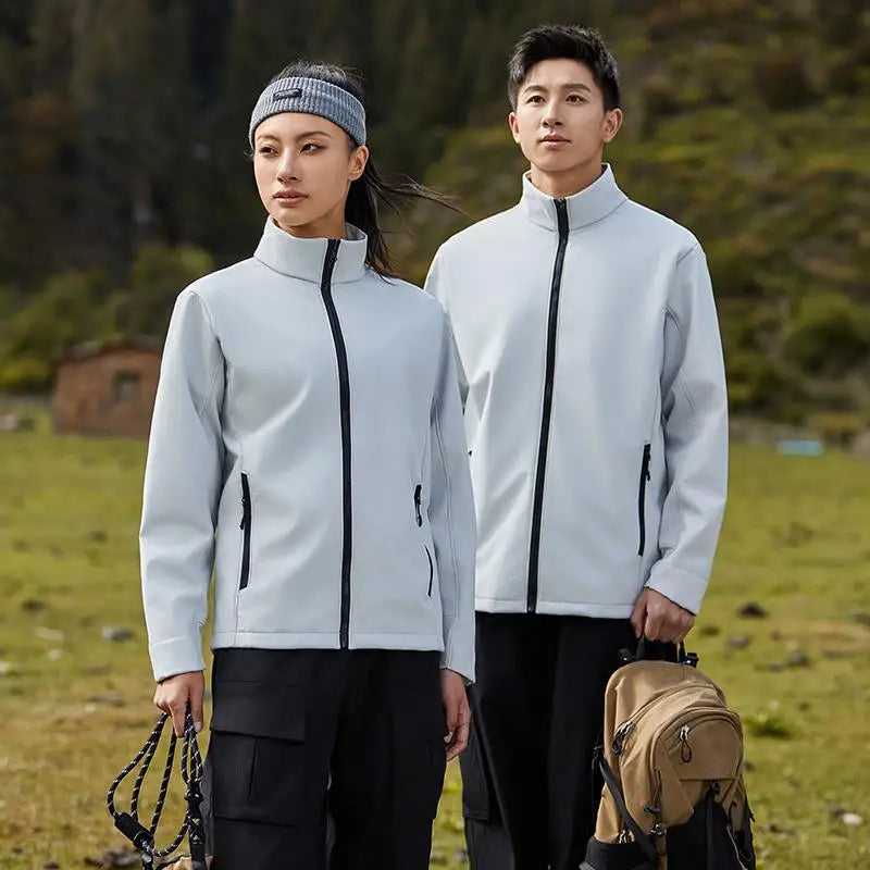 customized logo Men's Tactical Jackets Softshell Lightweight Coats with Pockets Water Resistant Outdoor Hiking couple top C2407