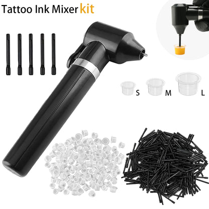 Tattoo Pigment Mixer Machine Tattoo Ink Mixer Kit with 100Pcs Mixing Sticks and 100pcs tattoo ink cups （S /M /L )Tattoo supplies