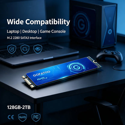 GOFATOO M.2 2280 NGFF SATA III SSD 560MB/s Internal Storage Drive 128GB-2TB Laptop Desktop Game Console PC Components