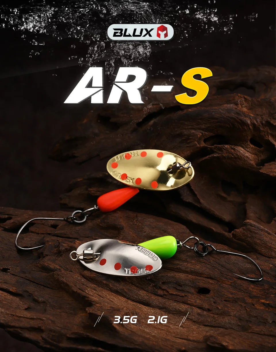 BLUX AR-S Rotating Spinner Metal Lure 2.1g/3.5g Single Hook Artificial Bait Copper Blade Spoon Stream Area Trout Fishing Lure