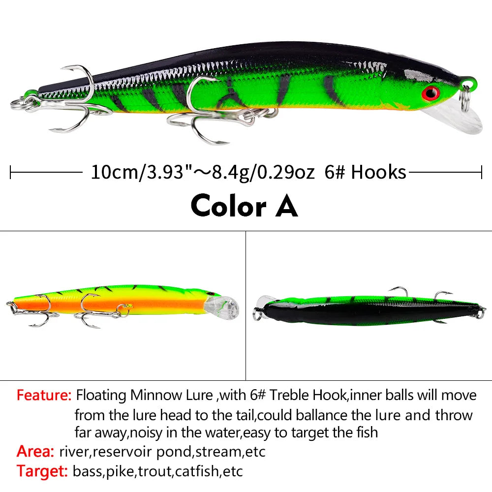 Floating Fishing Lure 8.4G 10CM Urgent Fishing Minnow Crank Lure Swinger Fishing Lure Set Processing Artificial Lure Kit