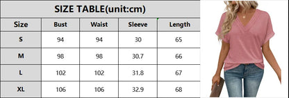 Casual Women Short Sleeve T shirt for Summer Sexy V-Neck Solid Loose Daily Office Lady Tee Tops 2025 Fashion t shirt