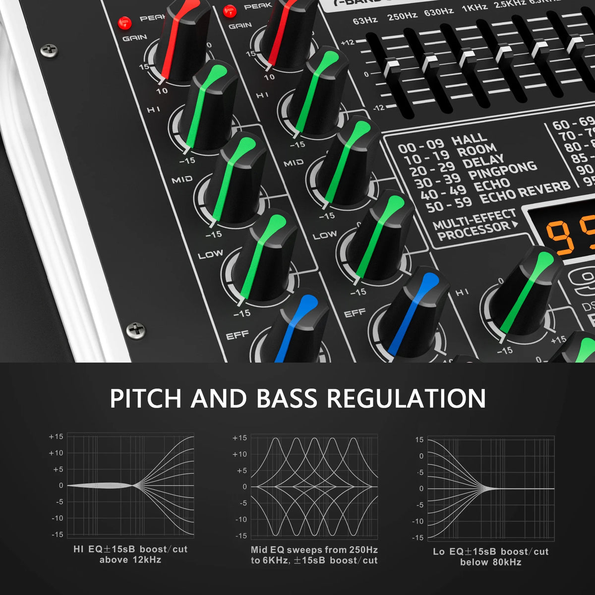 DB-4X 4-kanals mixerbord med USB, Bluetooth och DSP-reverb