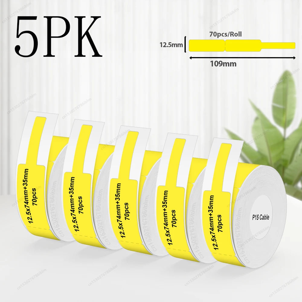 Termiska Etikettrullar P15 – Kompatibla med Marklife P15 P12 Phomemo D30 DELI Q2 – Vit Rosa Gul Blå Transparent Kabel 3/5/10-pack 2026