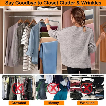 L60A Hangers, Space-Saving Multi-Tier Closet Organizers For,Trousers, Skirts, Scarves,Non-Slip Vertical Storage