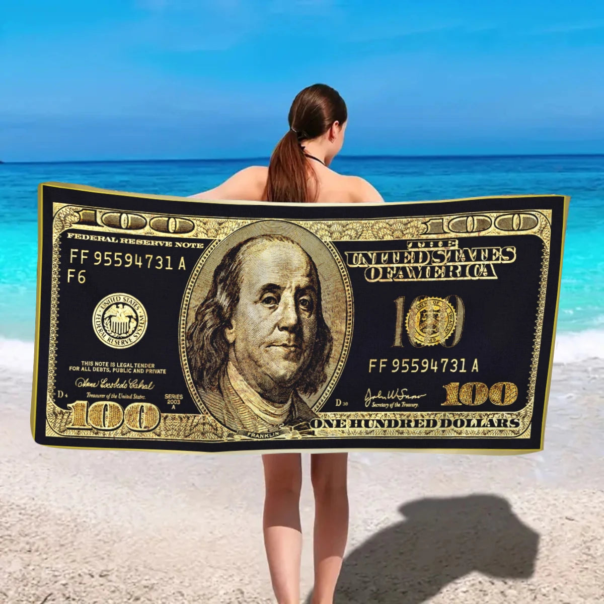 150/178cm A Soft Beach Towel With A Us Dollar Pattern Suitable For Swimming Camping Vacation And Yoga Multifunctional Towels