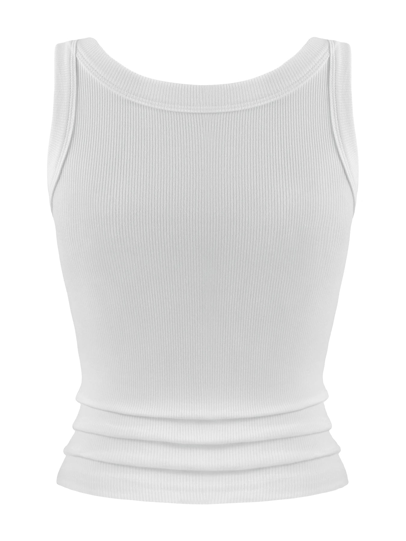 Dam Slim Ribbed Bomull Linne – Ärmlös O-ringning Bodycon Mjuk Andningsbar Sommar, 1/2/3-pack M–XXL