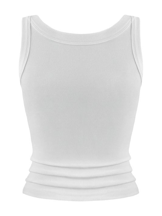 Dam Slim Ribbed Bomull Linne – Ärmlös O-ringning Bodycon Mjuk Andningsbar Sommar, 1/2/3-pack M–XXL