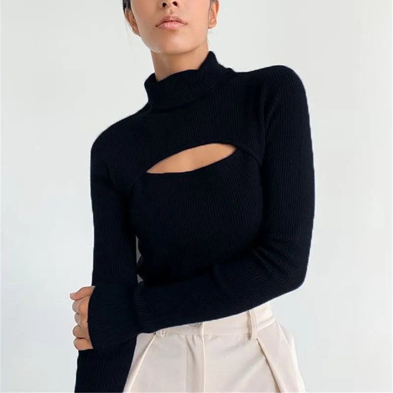 Cross-border foreign trade new autumn and winter bra long sleeve knit hoodie women's Europe and the United States single top