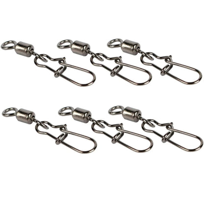 Stainless Steel Fishing Swivel Snaps 4#-12# Rolling Bearing Duo-Lock Connector Kit Saltwater Freshwater Lure Tackle 50-200Pcs