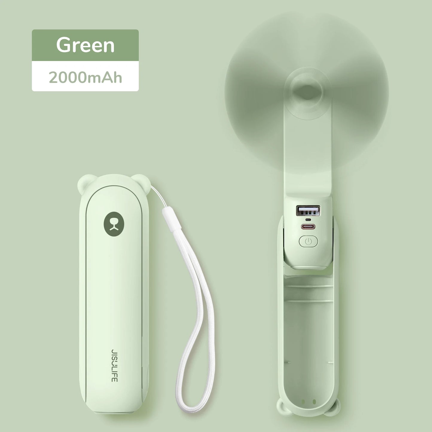 JISULIFE Handhållen Fläkt 3-i-1 – Ficklampa & Powerbank, F8 (2000mAh) / F8X (4500mAh), 7 Färger