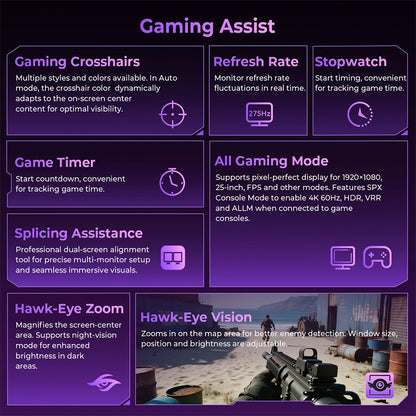 TITAN ARMY KF271S PLUS 27inch 240Hz Gaming Monitor - QHD Fast IPS, 2560x1440, HDR400, Height-Adjustable Stand, Dual RGB Edge Lights, DP/HDMI, Competitive Esports & Pro Gaming