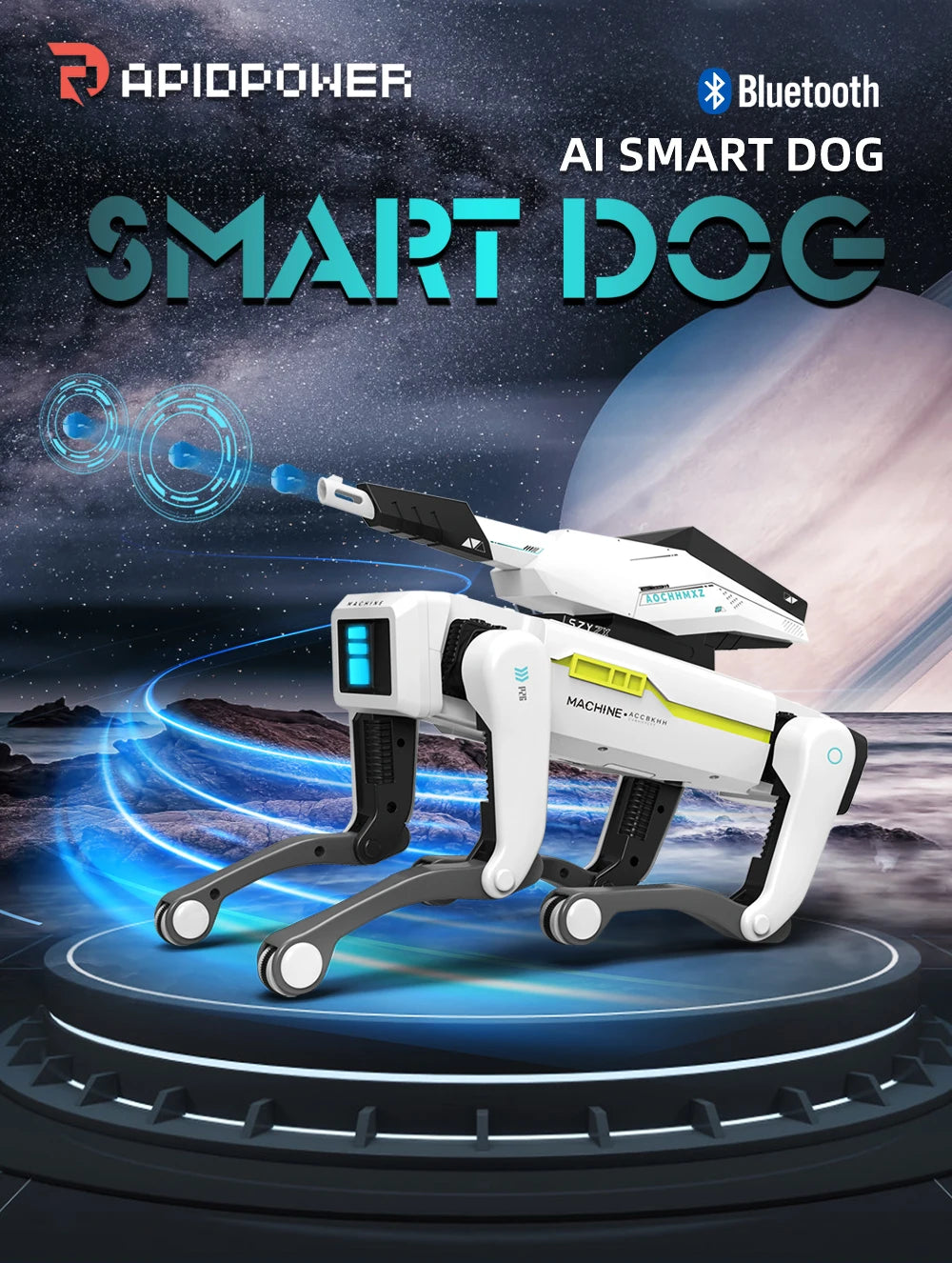 Teeggi Electric RC Intelligent Robot Dog Multifunction RC Mechanical Dog with turret Educational Toy Bionic Smart Robot Toy Gift