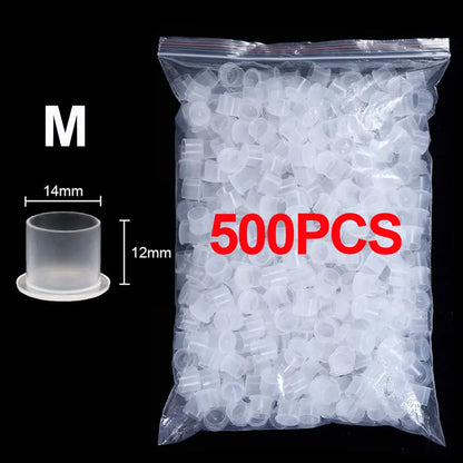 1000/500/100pcs Plastic Tattoo Ink Cups Caps with Base Clear Self Standing Ink Caps Tattoo Pigment Cups for Tattoo Ink Supply