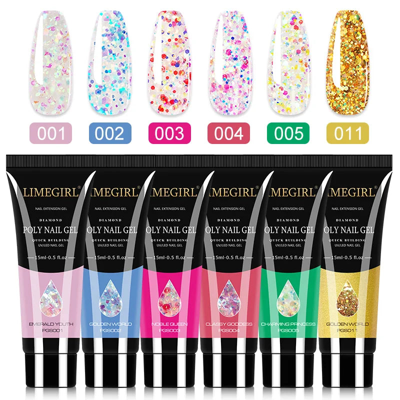Poly Nail Gel Set 6/8PCS Poly Nail Gel Set For Nail Extension Transparent Brown Finger Quick Building Gel Poly Extension Gel Set