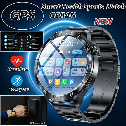 2026 New 1.85 Inch NFC Smart Watch Men Bluetooth Call NFC IP67 Waterproof Heart Rate Monitor Compass Sports Fitness Smartwatch