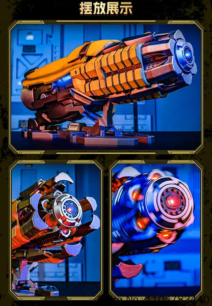 Bärbar Bumblebee hjälmleksak med armkanon och rollspelsdesign