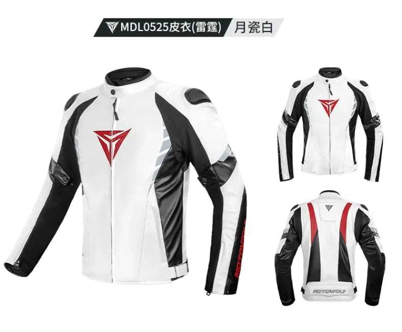 CE Certified Motorbike Leather Jacket for Men Autumn Winter Warm Windproof Riding Coat with Removable Liner Motorcycle Jacket
