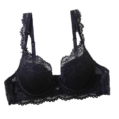 Ladies Soft Underwire Lace Push Up Bra Set Solid Floral Design Bralette Comfort Female Lingerie Set Suitable For A/B/C Cup