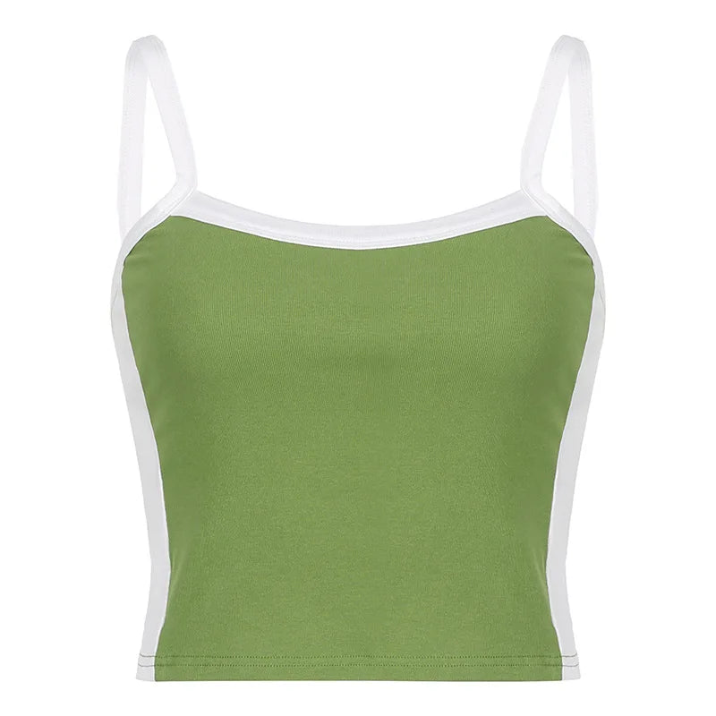 Dam Stickad Crop Top – Ärmlös Ryggöppen Y2K Vintage Patchwork Cami Sommar, 3 Färger S–L