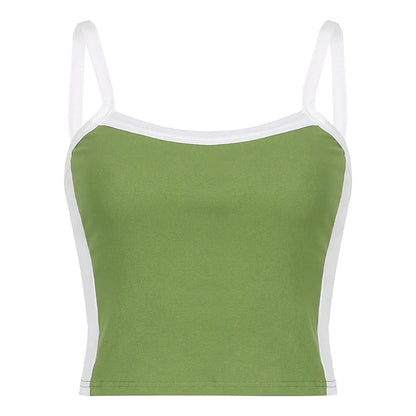 Dam Stickad Crop Top – Ärmlös Ryggöppen Y2K Vintage Patchwork Cami Sommar, 3 Färger S–L