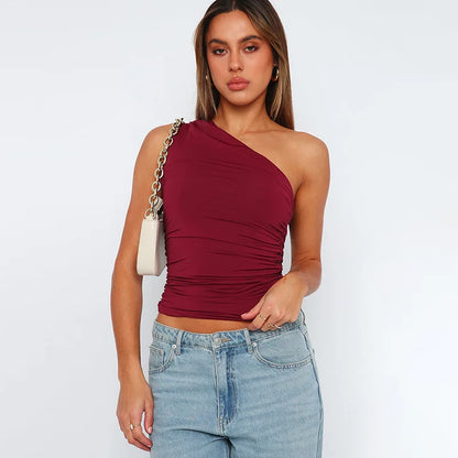 BIDIJONES one-shoulder-topp dam med öppen rygg – enfärgad, S–L