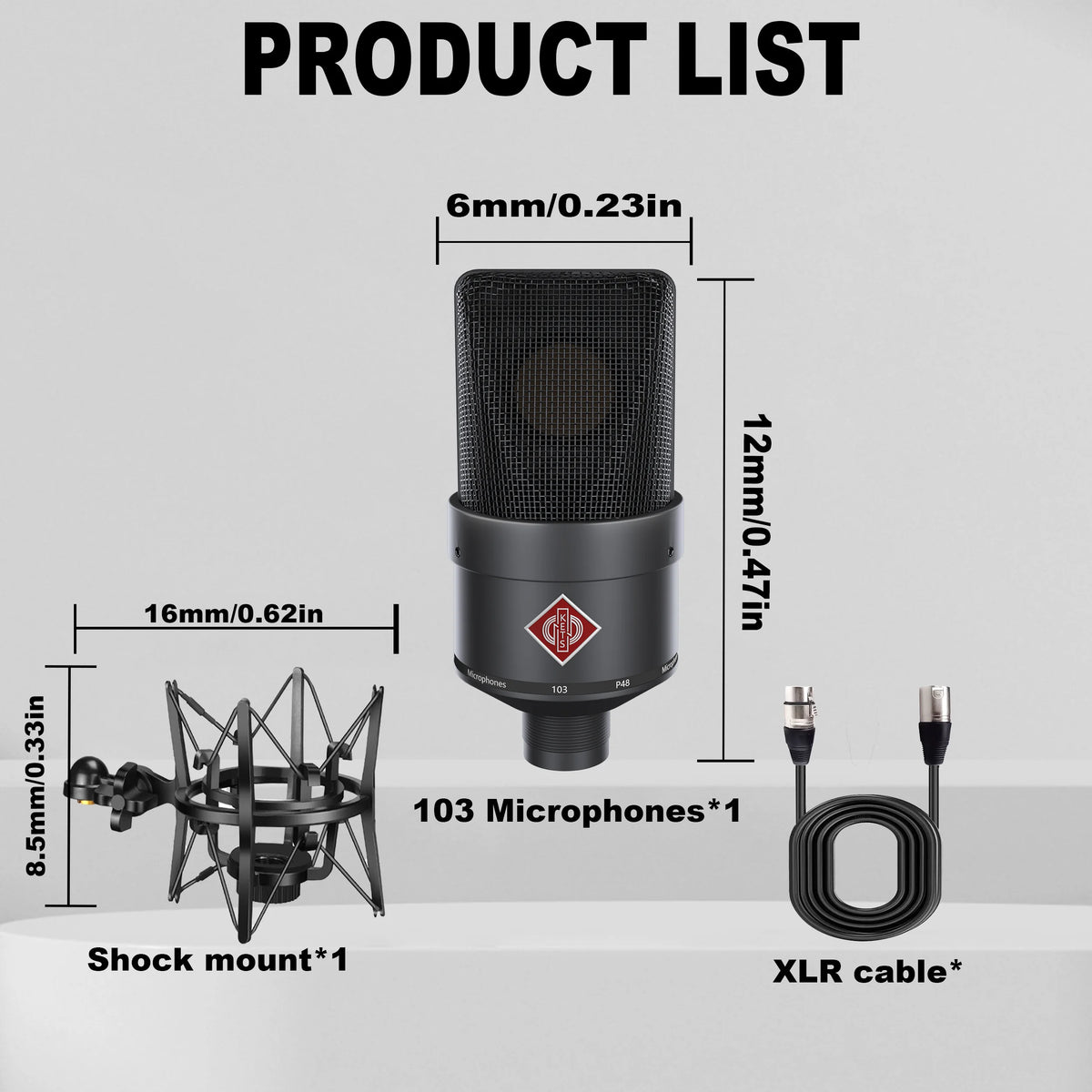 AMX 103 XLR Condenser Microphone 48V Phantom Power Mic for Audio Interface Mixer Studio Recording Podcast Streaming Voice Over
